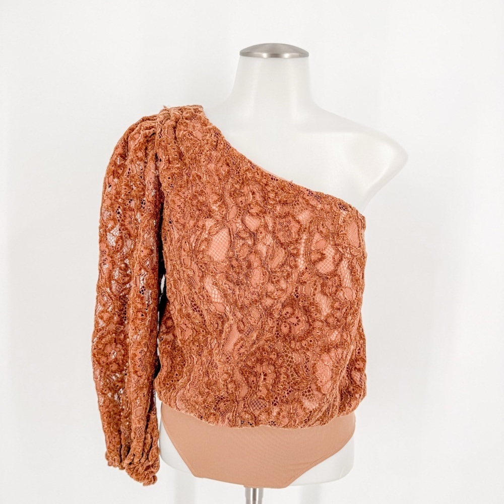 Tularosa Rust Lace One-Shoulder Bodysuit